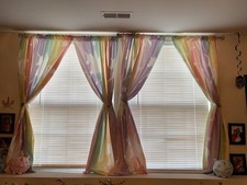 Unicorn Rainbow Window Panels tie Backs Not Included 4 Panels 63 Inch Length