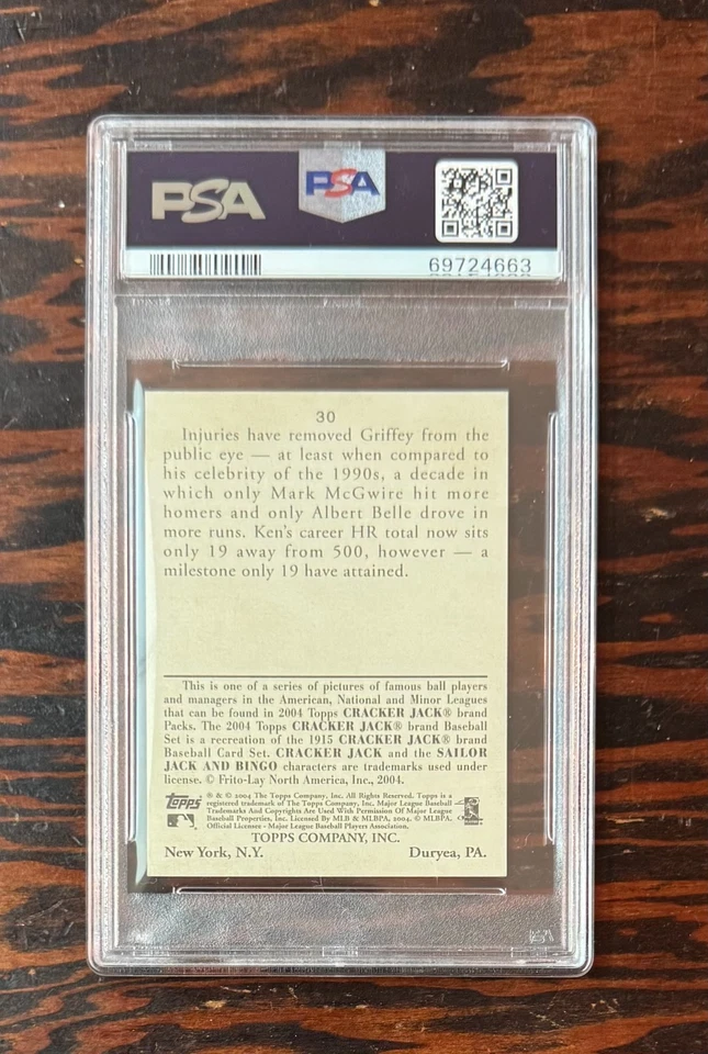 Ken Griffey Jr 2002 Topps Cracker Jack MINI BLUE - #30 - PSA 9 - Only ONE higher - Image 2 of 2