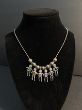 Vtg 90s Sterling 925 Charm Babies 6 Children Birthstone Mothers Necklace 20grams