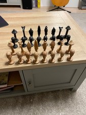 JEU D'ÉCHECS AFRICAIN EN BOIS SCULPTÉ À LA MAIN - Vintage