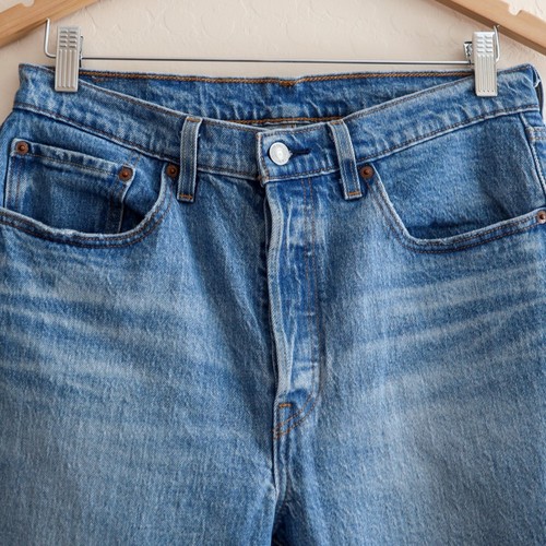 Jeans Levi's 501 Original Fit vita alta donna 30 cropped denim invecchiato - Foto 3 di 11