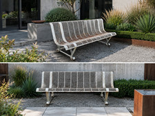 Banc vintage jardin métal blanc perforé Matego Malaval vintage design