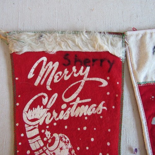 Vintage Konvolut 3 Weihnachtsstrumpf Filz Schablone Weihnachtsmann Skifahren **LESEN** - Bild 6 von 8