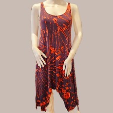 TIE DYE Brn Pink Asym Top/Dress Swim Cover-Up-OS-NWT
