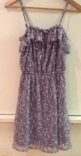 Mossimo Blue Ruffle Dress X-Small White Spaghetti Strap Floral Print XS