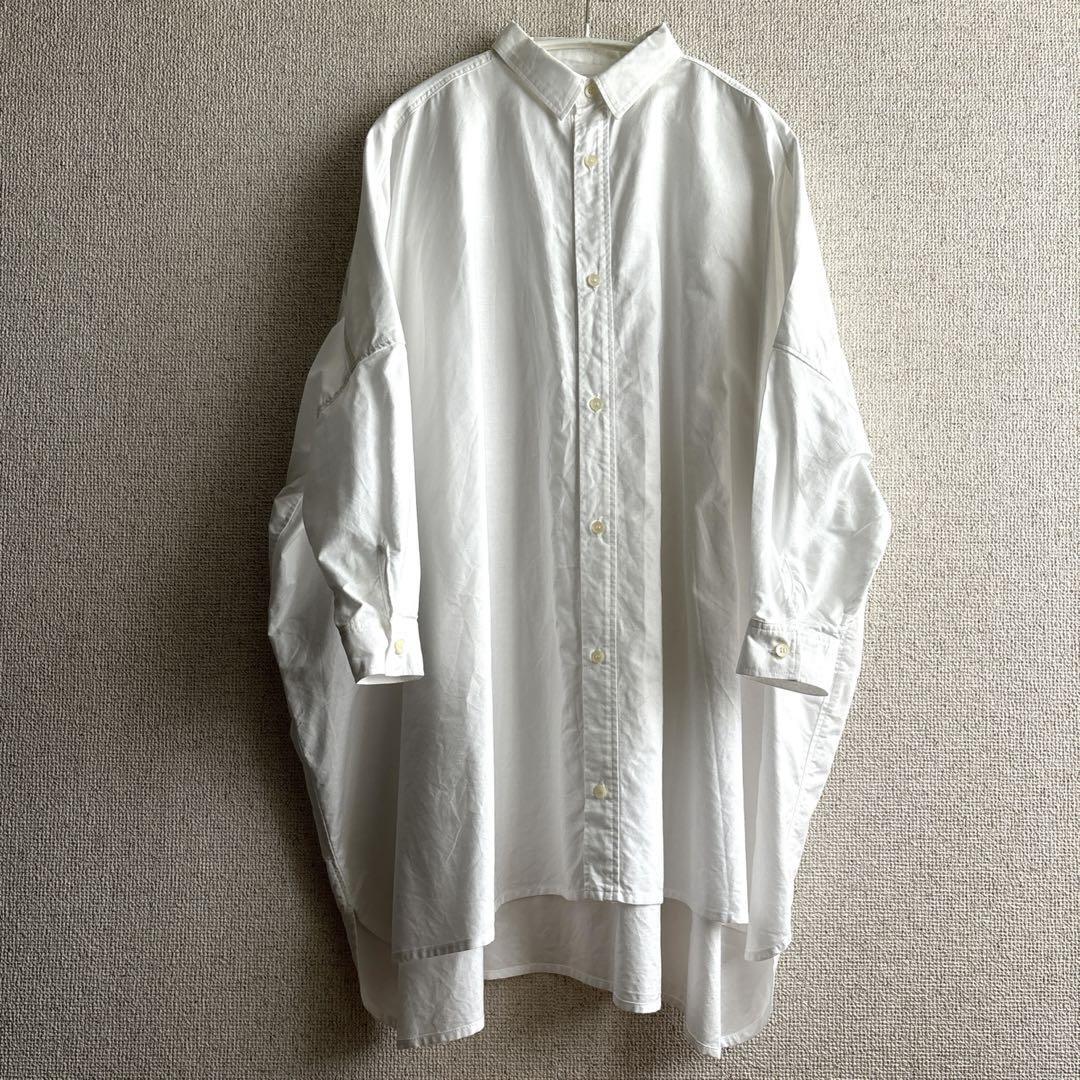 Ichi Ox Wide Over Shirt, White, Cotton, 90cm, Used, Slight Discoloration