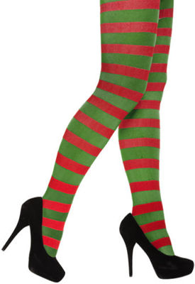 Women's, Striped, Red & Green, Red, White Tights Christmas Fancy Dress  Accessory | eBay
