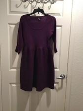 AB STUDIO Women's Cable-Knit Sweater Dress Size Medium NWOT Color Plum
