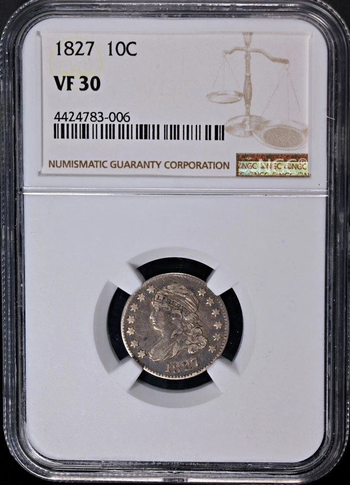 1827 Bust Dime NGC VF30 Superb Eye Appeal Strong Strike - Image 3 of 4