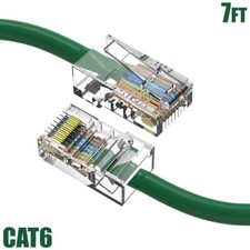 7FT Cat6 RJ45 Ethernet LAN Network UTP Non-Boot Patch Cable Copper 24AWG Green