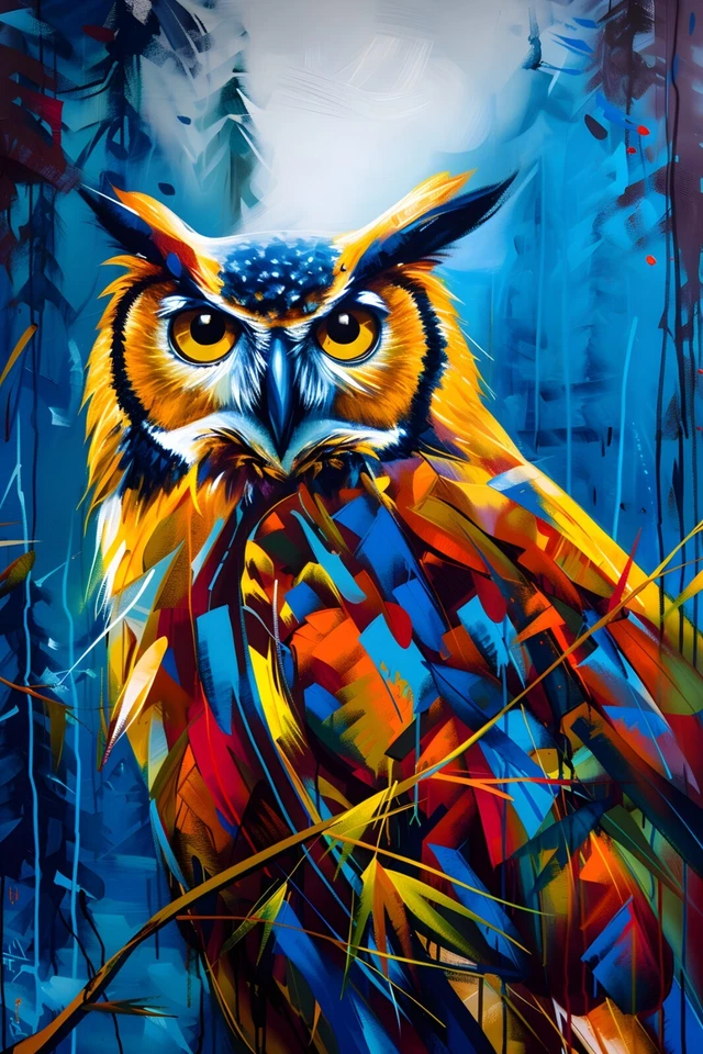 Owl Oil Painting Print on Framed Canvas Wall Art Wildlife Animals Lodge Decor - Image 3 of 4