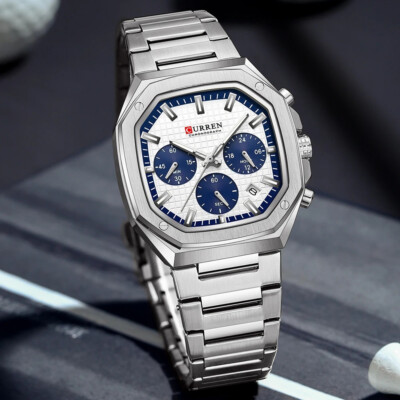 CURREN Men Quartz Watch Brand Chronograph Rectangle Wristwatch Male ...