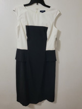 Chaps Black And White Sleeveless Dress Back Zip With Flaw NWT