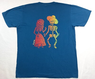 American Apparel Plata Art Shirt Mens XL Mexico Day of The Dead Skulls Halloween