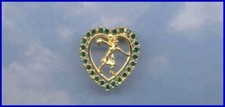 Emerald Green Bowling Heart Pin Balls Kegler Crystal Ball Heart Made in the USA