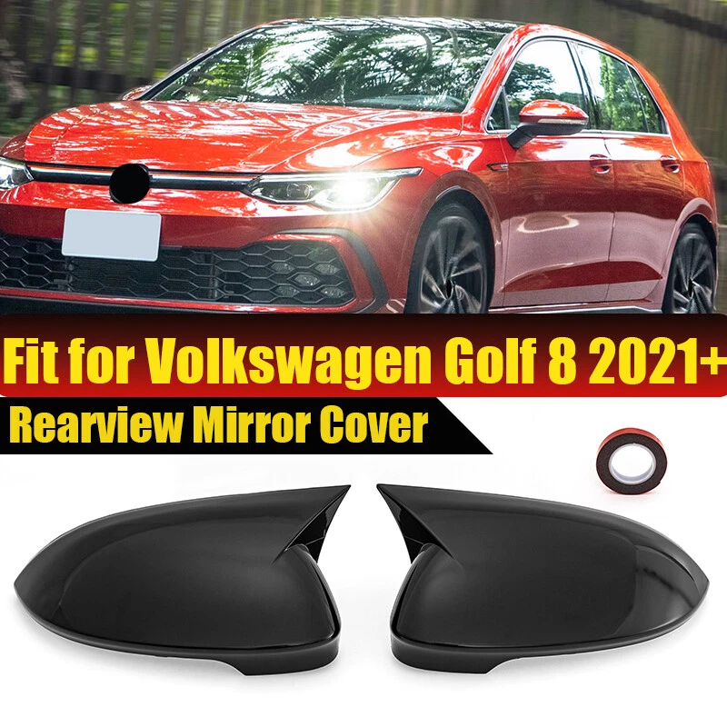 OX Horn Side Mirror Cover Cap Gloss Black For VW Golf 8 MK8 2021+ W/ Lane Assist