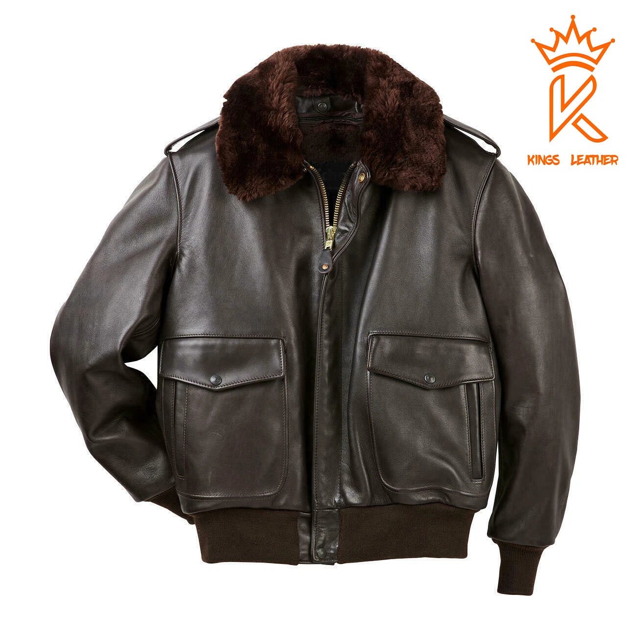 Men G1 Aviator Bomber A2 Style Brown Genuine Leather Jacket Casual & Bike Jacket