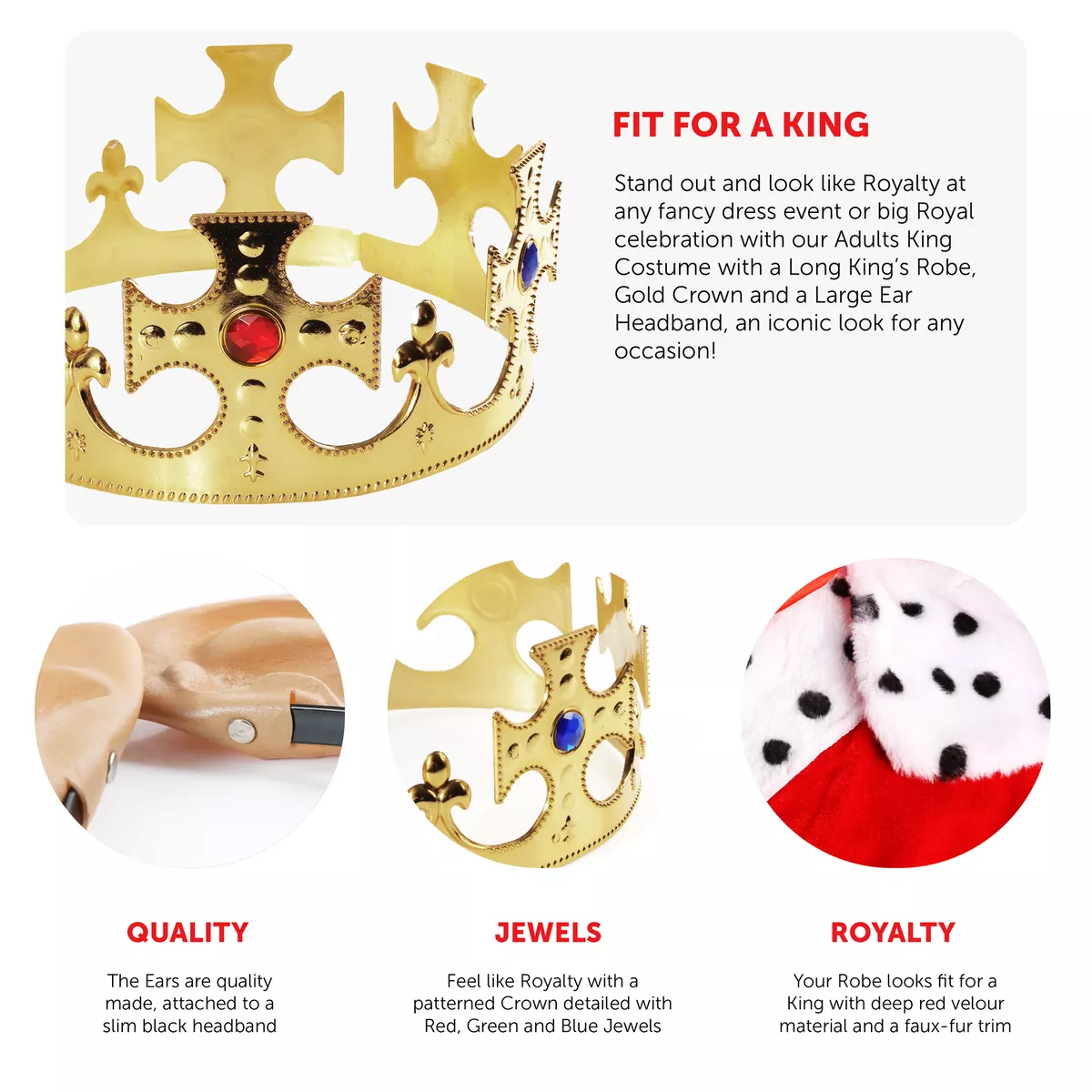 Elegant Royalty Crown in Red and Gold