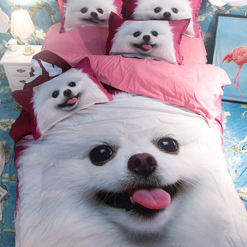 Pomeranian Dog Printed Duvet/Comforter Cover Pillowcase Bedding Set Polyster Wysoko oceniany