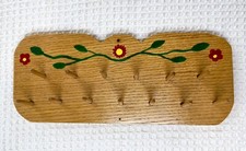 Spool Holder Sewing Thread Vtg Handcrafted Handpainted Hanging Wood Holder 1982