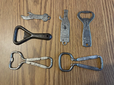 6 Vintage Beer Bottle Openers Country Club Calvert Gin Miller Amstel Coca Cola
