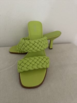 Michael Kors Amelia Green Nappa Faux Leather Slip-On Braided Mule Sandals  SZ 9M