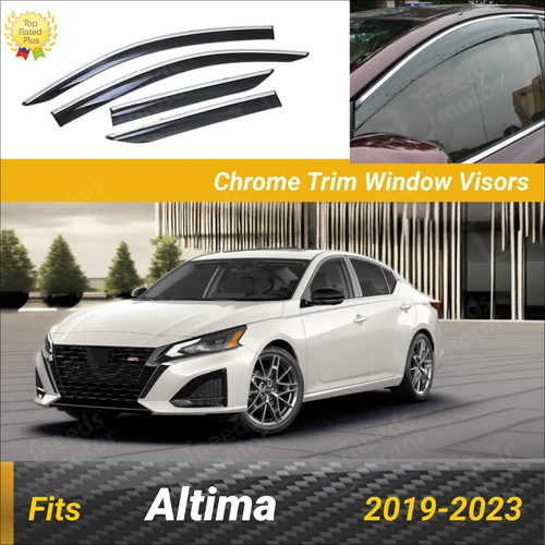 For Nissan Altima 2019-2023 Chrome Trim Window Visor Vent Wind Guard Deflector