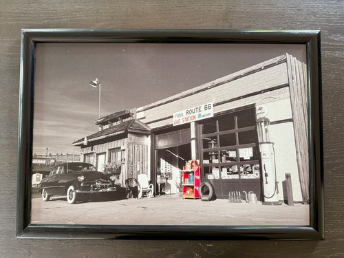 Bild ROUTE 66 im Rahmen - 65 x 45 cm - schwarz weiß rot - USA - Druck gerahmt