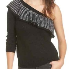 NWT BP. Black White One Shoulder Ruffe Sweater