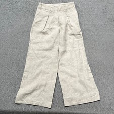 Reformation Pants Womens 6 Petite Beige Linen Wide Leg Beach Resort Minimalist
