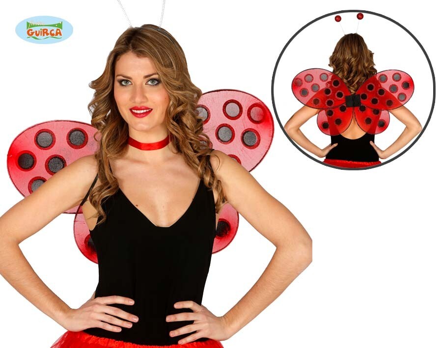 Ali da coccinella rosse bambini adulti accessori insetto carnevale