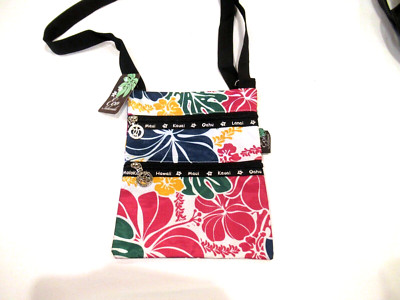 Eco Island crossbody purse, pink and blue flowers, NWT
