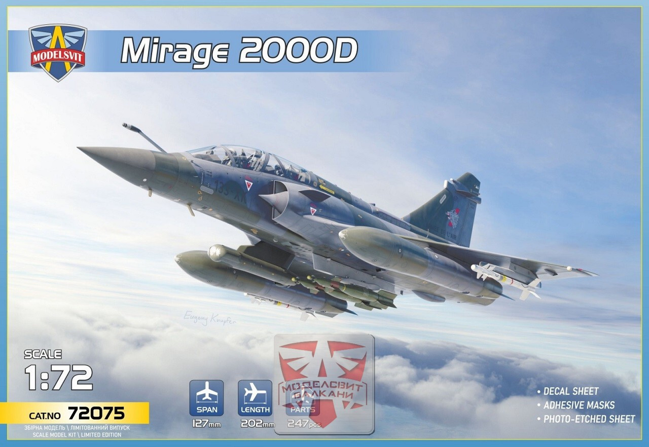 Maquette Mirage 2000D Modelsvit 1/72 en plastique avec missile Scalp