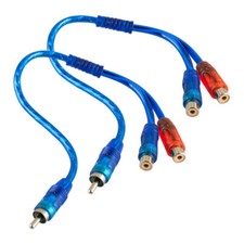 RCA Y Splitter Audio Jack Cable Adapter 1 Male to 2 Female Connector Blue New