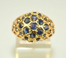GOLD VERMEIL OVER STERLING SILVER SAPPHIRE OPENWORK DOME RING SIZE 7
