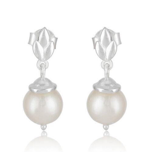 Designer-Ohrringe aus Sterlingsilber mit weißen Perlen und Edelsteinen für... - Foto 1 di 3