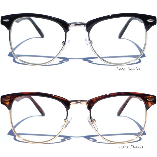 Half Frame Retro Clear Lens Glasses 80's Vintage Style Men Women