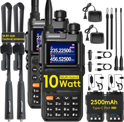 Long Range Walkie Talkie 2 Set 50 Mile Two Way Radio Charge Headset Waterproof
