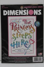 Dimensions Counted Cross Stitch Kit THE PRINCESS SLEEPS HERE #6941 5"x7"