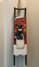 New Wooden Christmas Wall Hanging Snowman On sleigh Holiday Decor Hobby Lobby