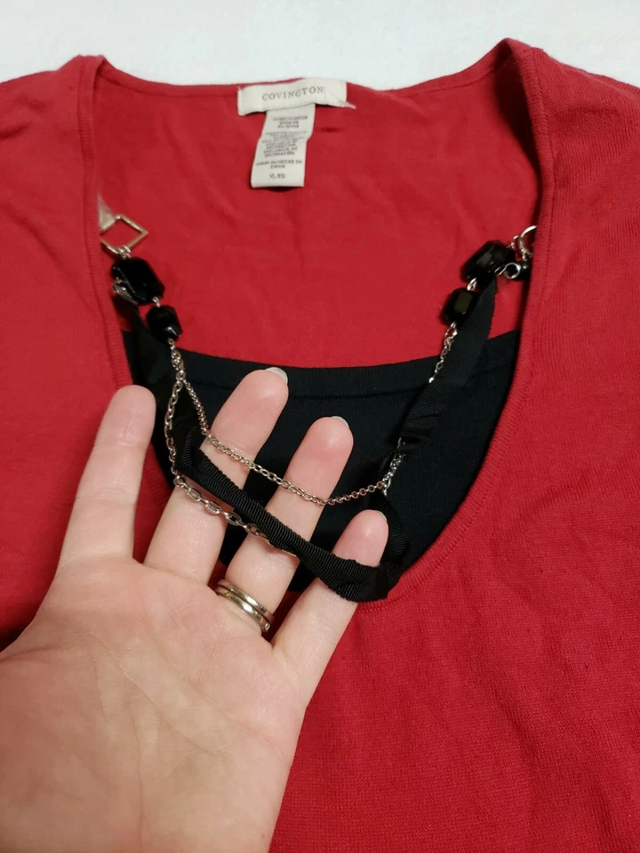 Covington Para Mujer XL Top Imperio Cintura Campana Manga Collar Tanque Informal Oficina Foto 4 de 4