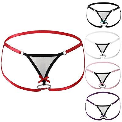 Mens Thong Sexy G-string Mesh Underwear Lingerie Briefs Gay T-back Open ...