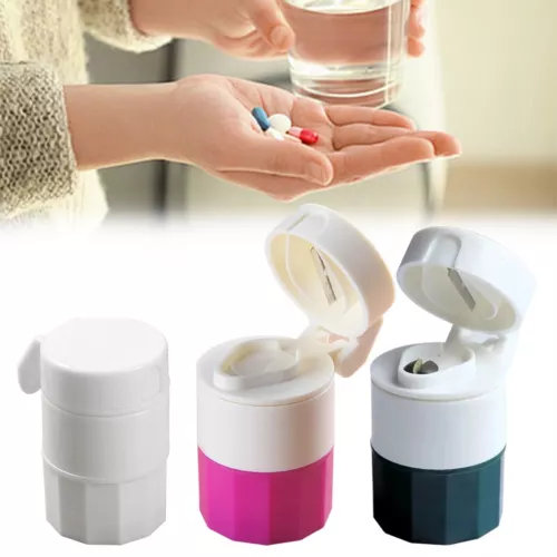 4 Layer Pill Medicine Crusher Grinder Splitter Tablet Divider Storage Box Cutter - Picture 2 of 18