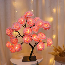  Lampe Rose LED Artificielle Arbre USB/Pile Déco Veilleuse Romantique Cadeau