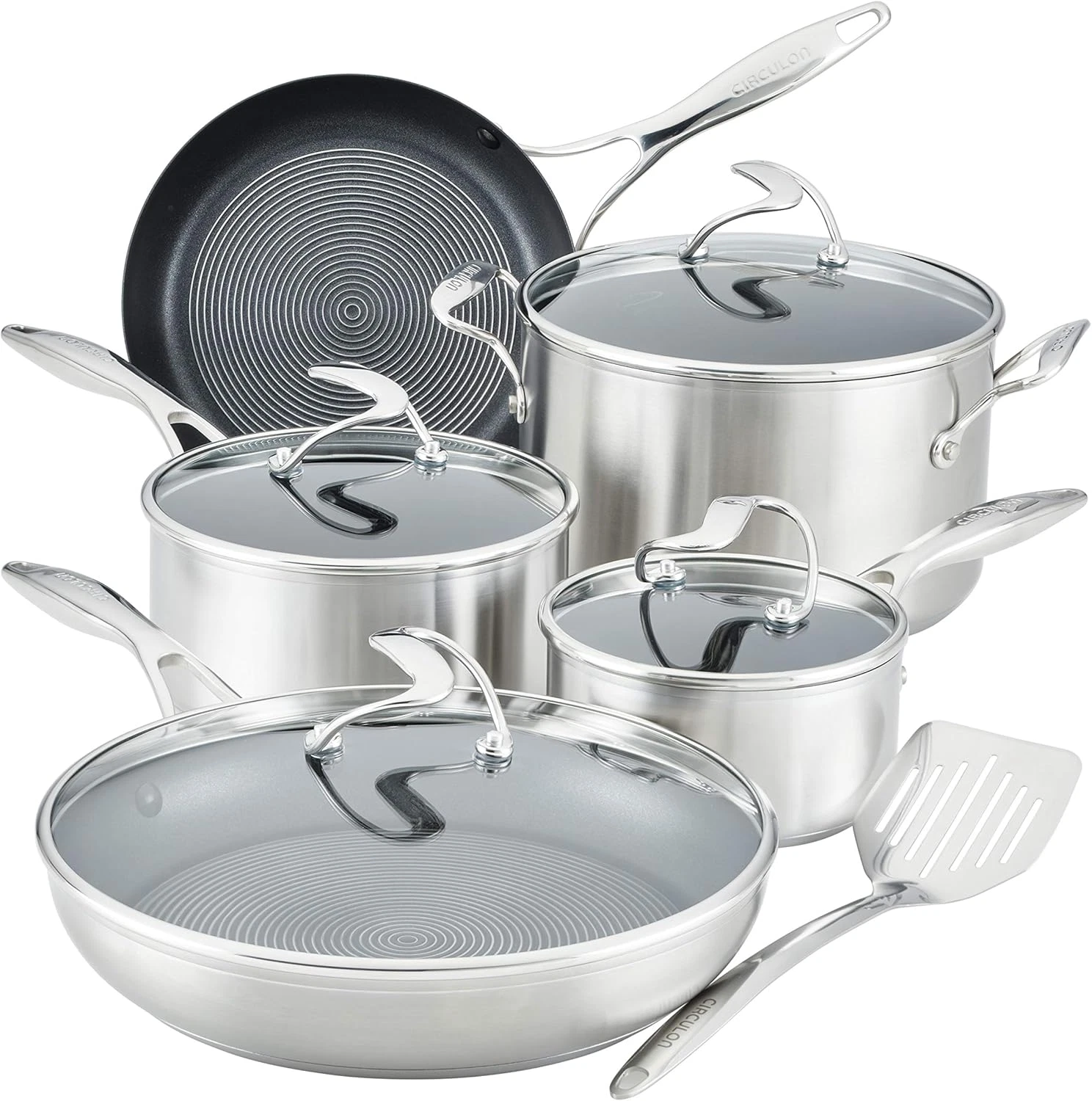 Stainless Steel Cookware Set with Nonstick Hybrid Technology