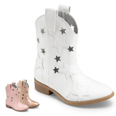Toddler Girls Mid-Calf Cowboy Boots Glitter Western Star Shoes