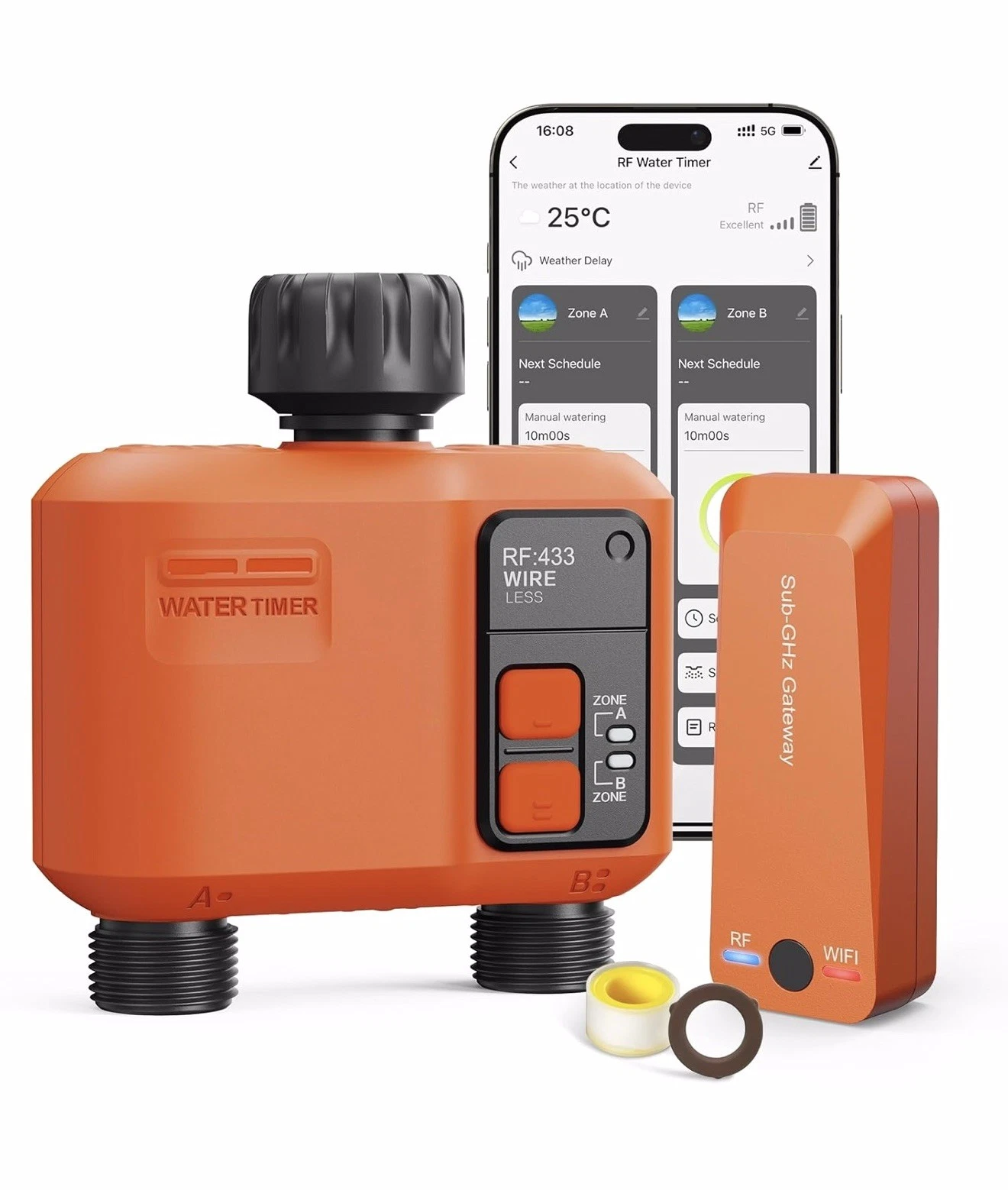 WIFI Water Timer For Water Hose With 984 Ft Range , 2 Zone Sprinkler Timer, App.
Opens in a new wind