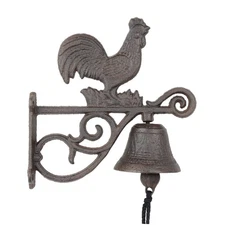 Rooster Scrolls Farm Dinner Bell Cast Iron Wall Mounted Rustic Country Western