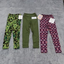 LulaRoe Pants Girls S Multicolor Floral Elastic Waist Pull On Set of 3 Leggings