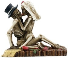 Love Never Dies Wedding Skeleton Couple Kissing Figurine Statue 4 inch